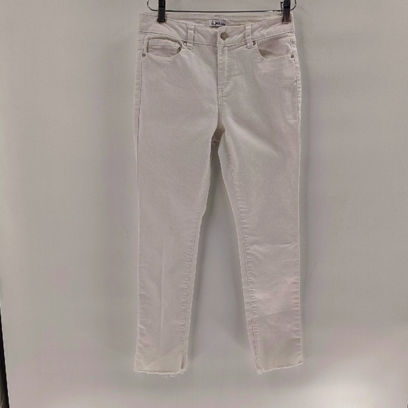 d. Jeans White Raw Hem Skinny Size 4 Stretch Mid Rise - Picture 1 of 5